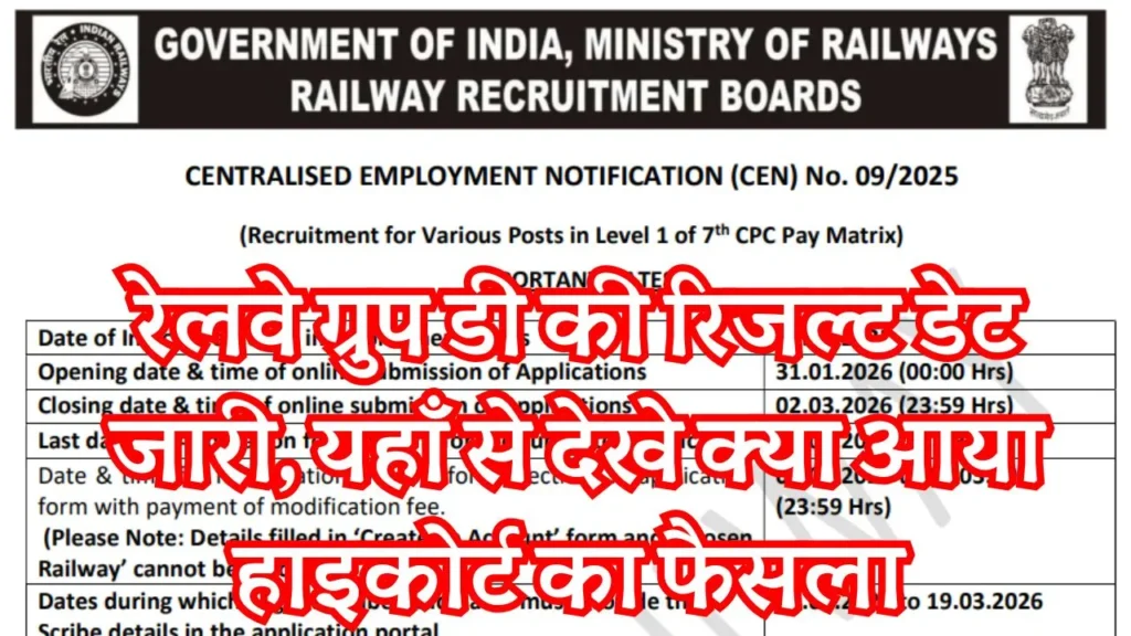 RRB Group D Result 2025-26