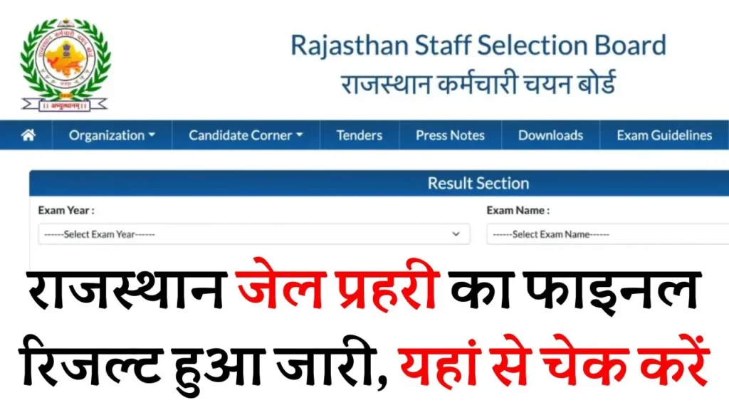 RSSB Jail Prahari Final Result 2026